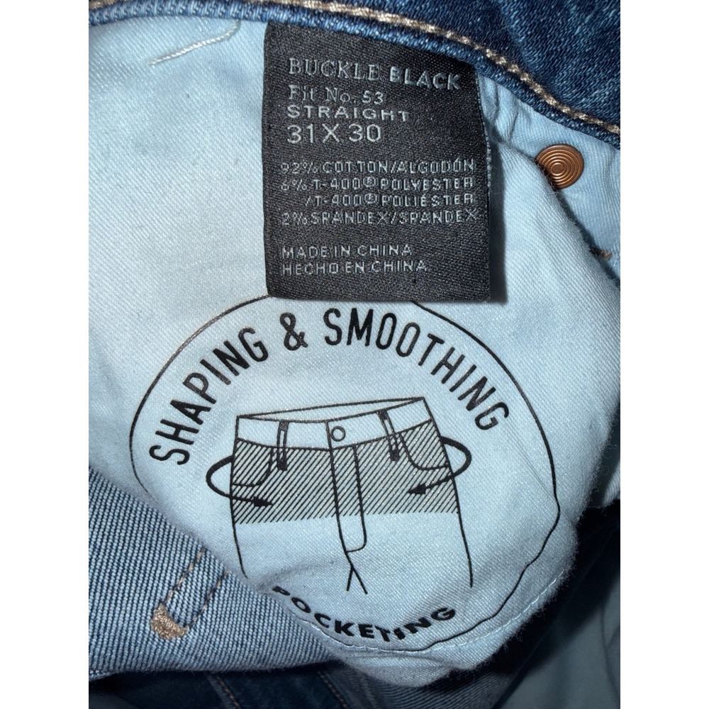 Buckle Black Fit No. 53 Straight Leg Jeans Blue Wash BBW4807S 31x30 Mens Womens - Picture 7 of 15